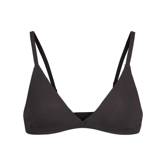 SKIMS Cotton Jersey Pointelle Knit Triangle Bralette — Soot - Picture 5 of 12